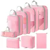 Set de 10 Bolsas de Almacenamiento de Viaje de Compresión Cuidadosamente Seleccionadas, Bolsa de Almacenamiento de Malla con Cordón para Empacar por Separado, Bolsa Organizadora para Equipaje, Maquillaje y Artículos de Tocador