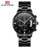 Banda de Acero Inoxidable Business Casual Calendario Reloj de Cuarzo para Hombre Impermeable Acero Inoxidable Negro Venta al por Mayor Reloj Dropshipping