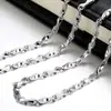 Cadena de lingote de plata de 4 mm para hombre collar bañado en plata cadena de lingote dominante para amantes hombres y mujeres cadena para la clavícula con temperamento de tendencia personalidad