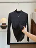 Camiseta de encaje con jacquard de cuello alto a la mitad y manga larga estilo coreano para mujer, nueva de otoño, corte ajustado, versátil, top base ligeramente transparente