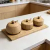 Artículos de Cocina de Venta Caliente Transfronterizos Botes de Bambú para Condimentos Cajas Domésticas a Prueba de Humedad Directo del Fabricante con Tapas y Cucharas