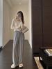 Pantalones largos de tela de hadas de pierna ancha sueltos de cintura alta nuevos casuales rectos tipo mopa para mujer otoño e invierno 2023