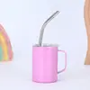 Taza de Acero Inoxidable de Doble Capa para Licores Mini Macarrón Lujo Ligero Taza con Tubo de Succión y Asa Termo de Acero Inoxidable para Oficina