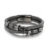 Comercio Electrónico Transfronterizo Nuevo Producto Cuerda de Cuero Vacuno Cuerda de Cuero Trenzado Multicapa Acero Inoxidable Pulsera para Hombre Pulsera de Acero de Titanio Moda Europea y Americana