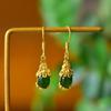 Brincos de pino de jade Hetian incrustados de cobre Pequeno Cisne brincos fofos femininos Jade Brincos de moda Jade