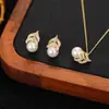 Conjunto de Brincos e Colar Pérolas Orelhas de Trigo Explosivas Widney Studs de Orelha de Alto Padrão Corrente para Clavícula de Luxo Leve para Mulheres