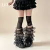 Polainas de malla apiladas de alta resistencia, polainas finas de verano Y2K subcultura para mujer, calcetines para pierna con encaje de Harajuku empalmado