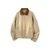 Chaqueta retro estilo granero Jack Chuan Yang para hombre, con cuello de solapa y paneles de color contrastante, sencilla y de corte holgado, al estilo old money