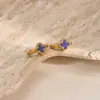 Pendientes de Acero Inoxidable con Forma de Trébol de Cuatro Hojas de Madreperla Estilo Europeo y Americano con Diamantes, Sensación de Lujo Ligero y Gama Alta, Chapado en Oro de 18 Quilates, Clips para Orejas/Accesorios para Orejas que No se Desvanecen