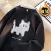Sudadera con Estampado de Gato Ins de Moda High Street Estilo Hong Kong Cuello Redondo Forro Polar/Fino Holgada Versátil Mangas Largas Top Básico