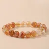 Cristal Torre Amarillo Natural con Patrones de Resina Roja y Amarilla, Colores de Cristal Únicos, Estilo Pareja, Anillo Individual, Estilo Transmisión en Vivo, Al por Mayor en Stock