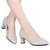 Zapatos de Trabajo de Suela Blanda Zapatos de Vestir Mujer 2026 Otoño Nuevo Tacones Altos Negros Tacón Medio Tacón Grueso Cómodos Zapatos para Madre de Todas las Estaciones para Mujer