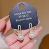 Aretes de Perlas de Moda Coreana de Plata 925 Pendientes de Botón Joyería de Lujo Ligera de Alta Gama Personalidad Dulce Temperamento Mujeres