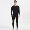 Conjunto de Ropa Interior Térmica de Otoño para Hombre Cuello Redondo Cálido Capa Base de Algodón para Invierno Talla Grande