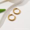 Europeu e americano elegante simples all-match círculo fivela de orelha feminino novo titânio aço 18k ouro luz luxo brincos de orelha de alta qualidade