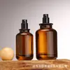 Em estoque atacado frasco de vidro de perfume redondo baioneta 100ml spray marrom cosméticos dividido aromaterapia frasco vazio