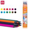 Pincel de dibujo para estudiantes Deli 7073 con cabezal de goma hexagonal, apto para limpiar minas de colores aceitosos de 12/24/36/48 colores.