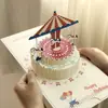 Tarjeta de cumpleaños creativa con música ligera pequeña linda tarjeta de pastel 3d tarjeta de cumpleaños escrita a mano