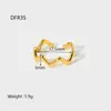 Anillo Abierto de Acero Inoxidable con Forma de Ola Transfronterizo Europeo y Americano, Chapado en Oro de 18 Quilates, Anillo Impermeable para Dedo Índice, Joyería de Gama Alta de Nicho para Mujeres