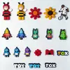Charms divertidos e lúdicos para sapatos estilo blocos de montar, acessórios para tamancos em borracha macia de PVC, designs de robô, abelha e árvore, fivelas de sapato DIY, lote misto