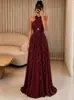 822W Nuevo Vestido de Fiesta, Dama de Boda, Boda de Moda Europea y Americana para Mujer, de Gasa, Cuello Cruzado, Sin Mangas, Espalda Descubierta, con Cuello Halter