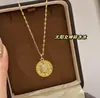 "Deusa do Sol" Colar Bússola Solar de Gelo Triturado Moda Retrô Feminina Corrente de Pig Nose de Clavícula de Alto Padrão Banhada a Ouro