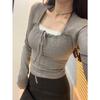 2025 Primavera y Otoño Nuevo Estilo Coreano Tirantes Deseo Puro Delgado Sexy Dulce Picante Cuello Cuadrado Interior Más Fácil de Combinar Camiseta Básica Top de Mujer