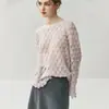 Suéter de Cachemira para Mujer con Diseño de Pétalo Calado, Tejido Fino de Moda para Capa Interior de Primavera y Otoño