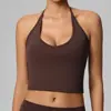 Top de yoga com textura escovada, estilo novo, transfronteiriço, gola U, gola halter, justo ao corpo, top esportivo estiloso, top esportivo para corrida ao ar livre