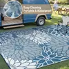 Tapete Personalizável Azul Jacquard para Pátio Externo, Lavável e de Secagem Rápida, Adequado para Camping em RV, Dupla Face e Durável, Tapete de Praia