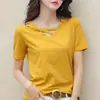 2026 Verano Manga Corta Mujer Nuevo Diseño Estilo Coreano Versátil Camiseta con Cuello en V para Estudiantes Mujer Holgada Talla Grande Top Moderno