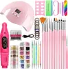 Set Completo de Herramientas Auxiliares para Uñas X3, Decoraciones de Diamantes con Purpurina, Pinceles para Uñas, Máquina Pulidora, Lima de Uñas