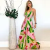 Novedad Primavera y Verano 2025 Ropa Transfronteriza Europea y Americana Vestido Largo Bohemio Floral con Tirantes Espalda Descubierta en V Profundo para Mujer