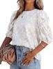 2022 Europa y Estados Unidos explosión transfronteriza conjunto de gasa flor de lino manga corta burbuja moda cuello redondo top holgado