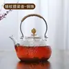 Tetera de vidrio de borosilicato alto a prueba de explosiones a alta temperatura patrón martillado transparente cafetera casera asa de cobre asa asa viga olla juego de té al por mayor