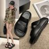 2024 Nuevas Pantuflas Frescas de Verano para Mujer para Exterior, Modernas y Combinables, Sensación, Estudiantes, Calle, Suela Gruesa, EVA Moldeado de una Pieza