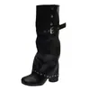 Botas de plataforma nuevas con hebilla de remache estilo europeo y americano para mujer, colección otoño/invierno 2026, elegantes y con estilo, que realzan la altura, modernas y llamativas con tacón grueso