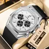 Reloj Multifuncional Poedagar para Hombre Moda Impermeable Luminoso Cronógrafo Reloj de Cuarzo Transmisión en Vivo Exportación Reloj Popular