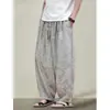 Pantalones Casuales de Algodón y Lino para Hombre Estilo Chino Pierna Ancha Recta Holgados Joggers para Hombre Pantalones Harem Linterna