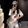 Camiseta de Manga Corta Moderna y Única para Mujer, Estilo Ins de Verano, Manga Media, Algodón Puro, Corte Holgado con un Aire Retro Chic de Hong Kong
