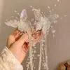 Super Hada Blanco Transparente Atrapador Inteligente de Borla de Mariposa Pinza para el Cabello Femenina Bosque Pinza para Doble Cola de Caballo Accesorios para el Cabello de Fotografía Tocado Novia