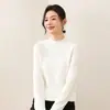 Blusa de tricô feminina pronta para usar com gola alta parcial, alta elasticidade, amigável à pele, sem costura, macia, modelagem justa, manga longa, camada base