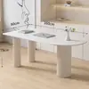 Escritorio de roca de lujo ligero para uso doméstico en espacios pequeños, escritorio de computadora de oficina moderno minimalista, escritorio y silla de dormitorio estilo crema blanco puro