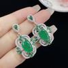 Ovo de Pombo com Simulação de Algodão Turmalina Esmeralda Diamante Completo Luxo Anel Aberto Elegante Pingente Brincos Femininos terno