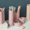 Porta-canetas Nicho decorativo Balde para pincéis de maquiagem cinco compartimentos funcional Caixa organizadora de mesa para estudante Recipiente de armazenamento de canetas