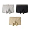 Huajielong Textura de Algodão Cor Sólida Roupa Íntima Masculina Atacado Cintura Média Masculina Tamanho Grande Respirável Boxer Brief Masculino Pode Fazer Dropshipping