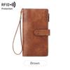 Cross-border Nova RFID Anti-roubo Escova Carteira Feminina Europeia e Americana Retro Zipper Carteira Multifuncional Três Dobras Longa Carteira