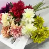 Flores Artificiales para Boda, 3 Flores Grandes de Dalia, Orquídeas Moradas, Crisantemos, Decoración de Arreglo Floral para Pasillo de Salón de Bodas de Hotel, Ramo