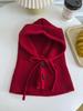 Cachecol de Tricô Versátil Estilo Drawstring Dongdaemun da Coreia do Sul Outono e Inverno Novo Cor Pura Estilo Ins Chapéu de Palha Raffia para Casal Peça Única