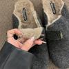 Zapatos peludos de suela gruesa Zapatos cálidos de algodón con forro polar Pantuflas medias Baotou Ropa exterior para mujer Zapatos Birkenstock de lana cachemira Invierno para mujer